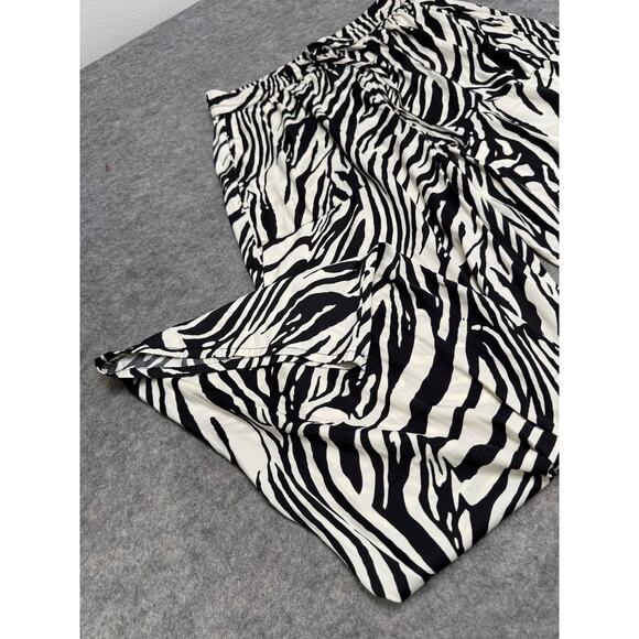 Rachel Zoe Wide Leg Bold Animal Print Pants Small Black Ivory Womens Pull On - Picture 8 of 10